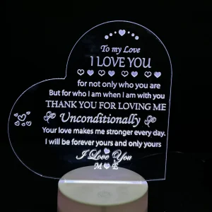 Customizable Acrylic Night Lamp – Heart Shape